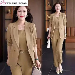 Sommer dünne Jacke Blazer lässig Bleistift Hosen Weste dreiteiliges Set elegante Damen hosen Set Büro Outfits Business-Kleidung