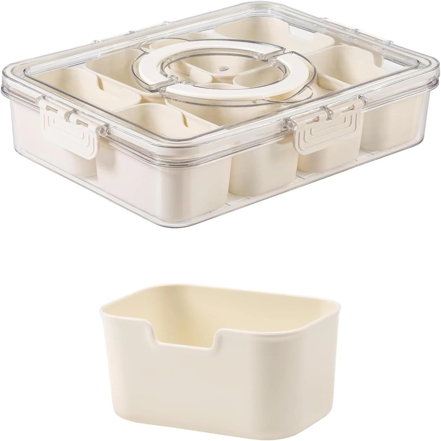 Food  Containers With  8 Compartments -In Drain Basket Folding Handle Portable Sealable  Container Food for Refrigerator Organiz