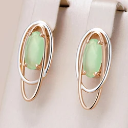 Kinel Hot 585 Rose Gold Silver Color Mix Dangle Earrings for Women Personality Green Natural Zircon Party Vintage Jewelry