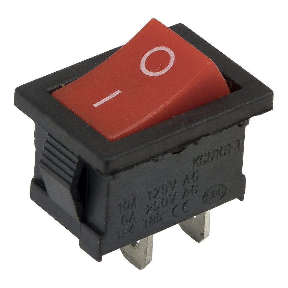 10 pçs/lote KCD1-101 alta qualidade perfurar 19x13mm 2 pinos on-off barco interruptor de balancim interruptor de alimentação