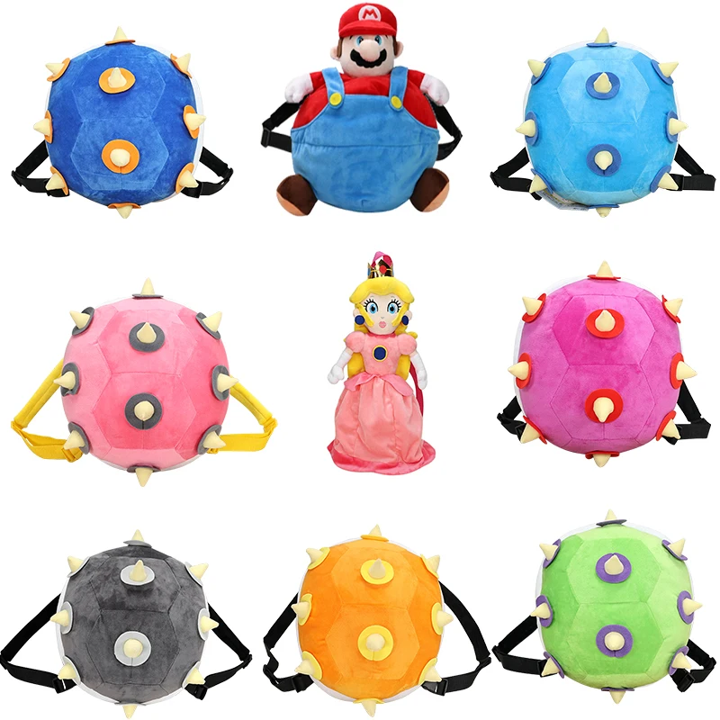 Princess Peach Mario Plush Soft Backpack Cute Larry Lemmy Iggy Ludwig Bag Koopa Bowser Halloween Costume Storage SchoolBag Gifts