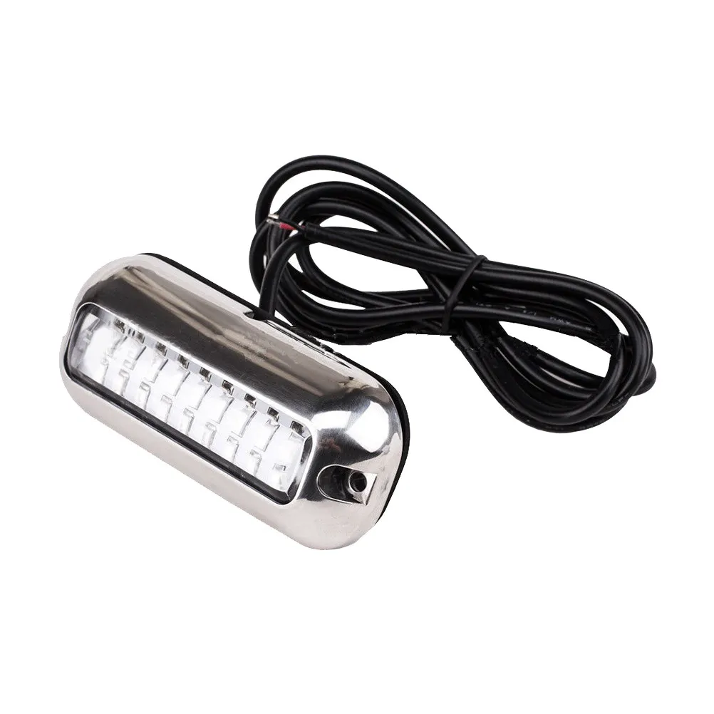 50W 27 LED Stainless Steel Underwater Bridge Light Marine Ship Lamp Waterproof Bright Blue Flush Mount for Boats Yachts and