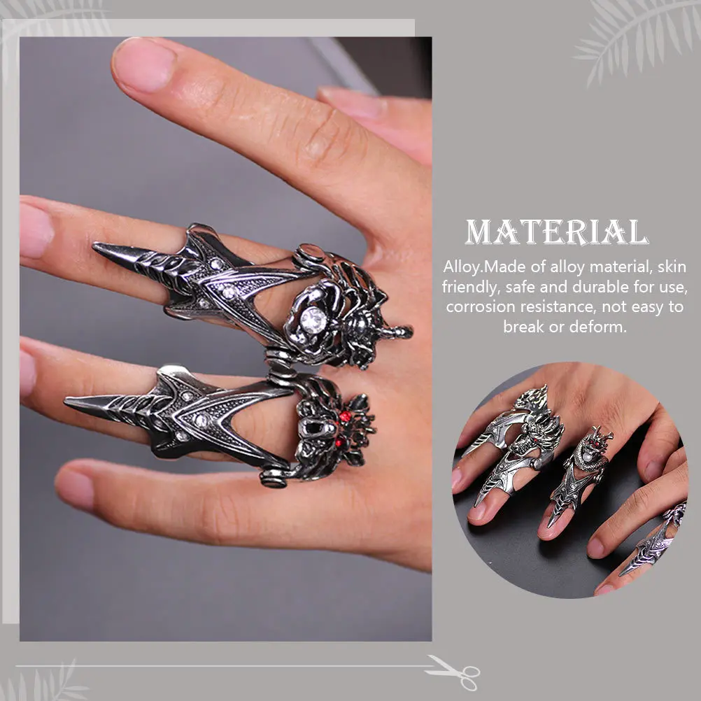 

3 pcs Exaggerated Finger Joint Rings For Men Stylish Punk Style Retro Joint Ring Fashion Style Finger Ring