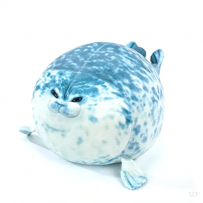 

Chubby Blob Seal Pillow Blue Spotted Fat Seal Plush Toy Realistic Sea Lion Stuffed Doll Soft Hug Cushion Kids Birthday Gift