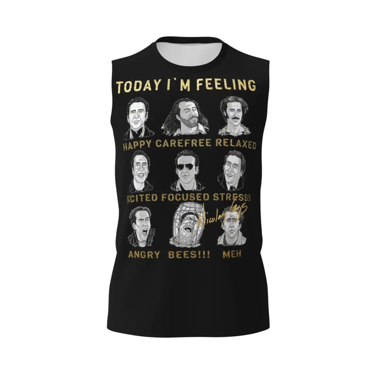 Merry Christmas St Nicolas Cage Men Printed Sleeveless T-shirt Casual Hip Hop Street Style Beach Holiday Tank Tops