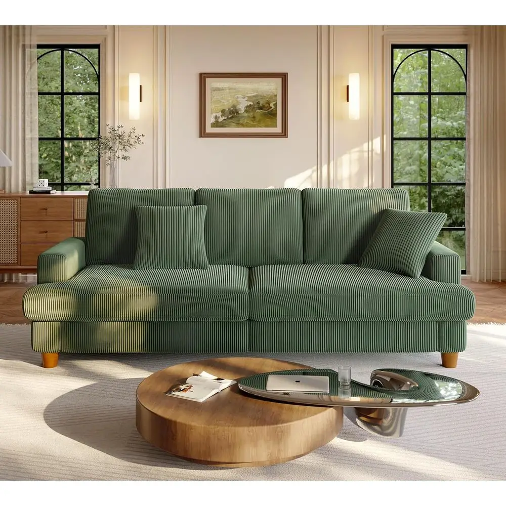 

Luxury Green Living Room Couch with 7.5 Thick Cushion and 848lbs Capacity