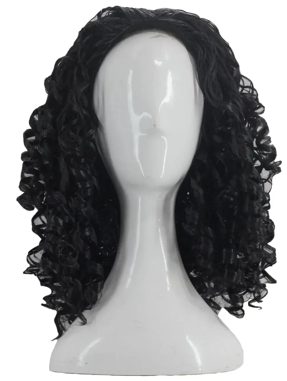 Unisex Wavy Halloween Costume Full Wig Long Black Long Curly Men's Synthetic Wigs Cosplay Party Men