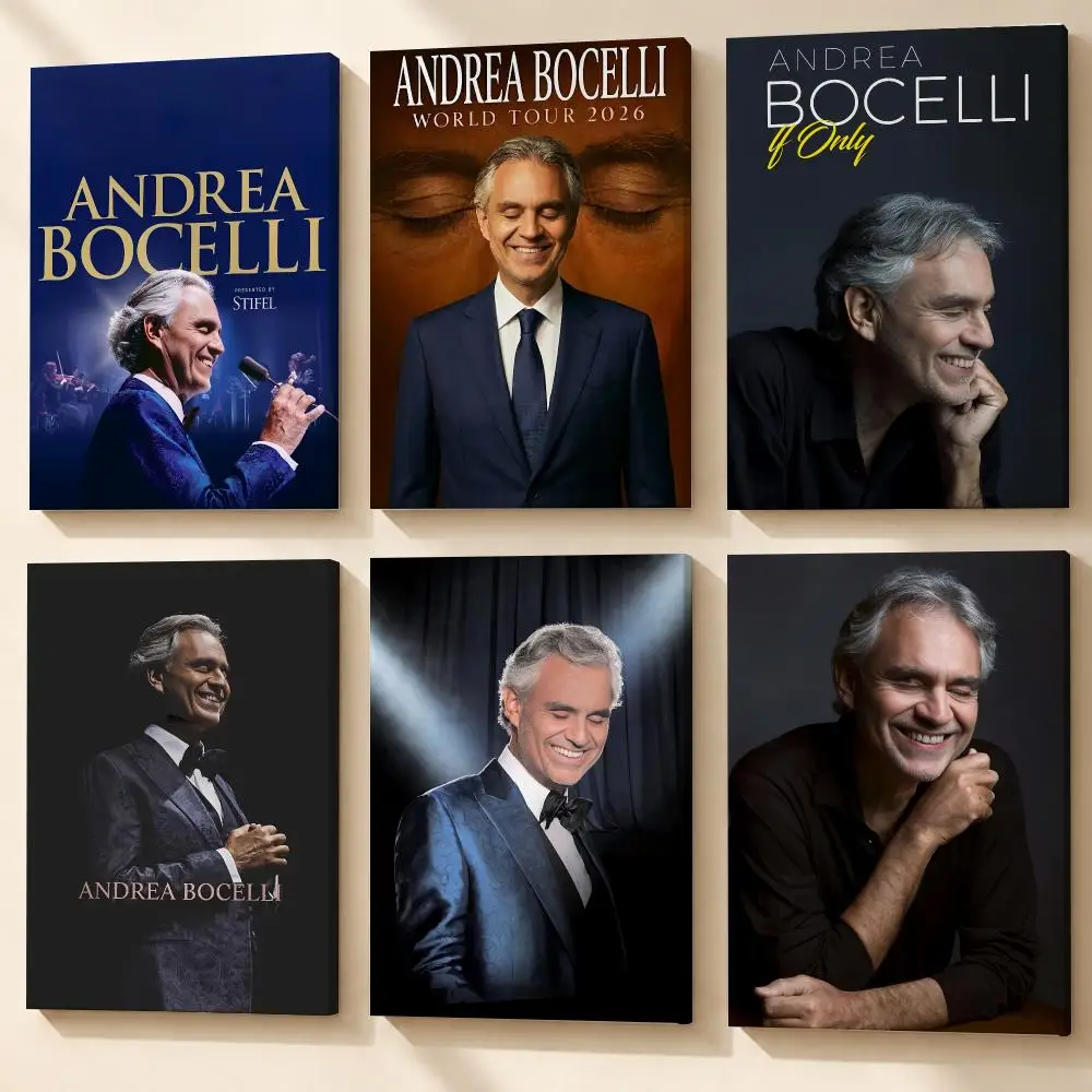 Singer A-Andrea B-Bocelli Framed Wall Painting Ready to Hang Canvas Art Poster for Living Room Bedroom Home Decor Decals