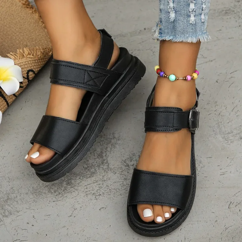 2024 new flat sandals women sandals muffin bottom Roman style casual thick soled women shoes sports