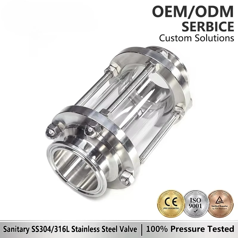 Sanitary Stainless Steel 304/316L Round Pipeline Sight Glass for Food Grade Dairy Beverage Processing ISO CE Certified