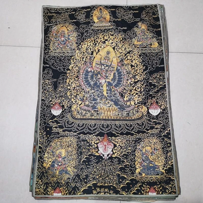 Tibet Tibetan Cloth Silk Vajra bull head ming wang Thangka Tangka Embroidery Painting Embroidery Hanging Pictures