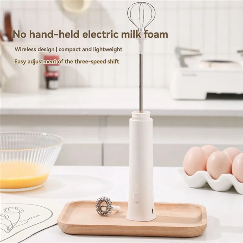 AT28-Premium tragbarer elektrischer Milchaufschäumer für perfekte Latte-Kunst, Schneebesen und Milchmixer in der Küche zu Hause