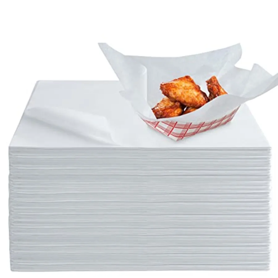 

250 Count 12x12 White Wax Paper Sheets for Food Basket Liners Sandwich Wrap Squares Burger Wraps Waxed Deli Wrappers for Burrit