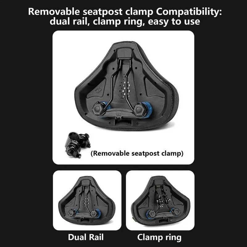 Bike Saddle Cushion Breathable Padded Bicycle Seat Waterproof PU Anti-slip Bike Seat Cushion Thicken Shock Absorbing For Cycling