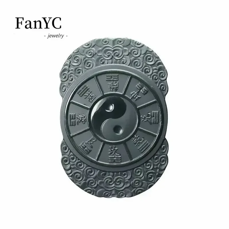 عالية الجودة الطبيعية Hetian الأزرق اليشم بدوره المد Taiji قلادة رائعة موضة الرجال والنساء قلادة مجوهرات تميمة محظوظ