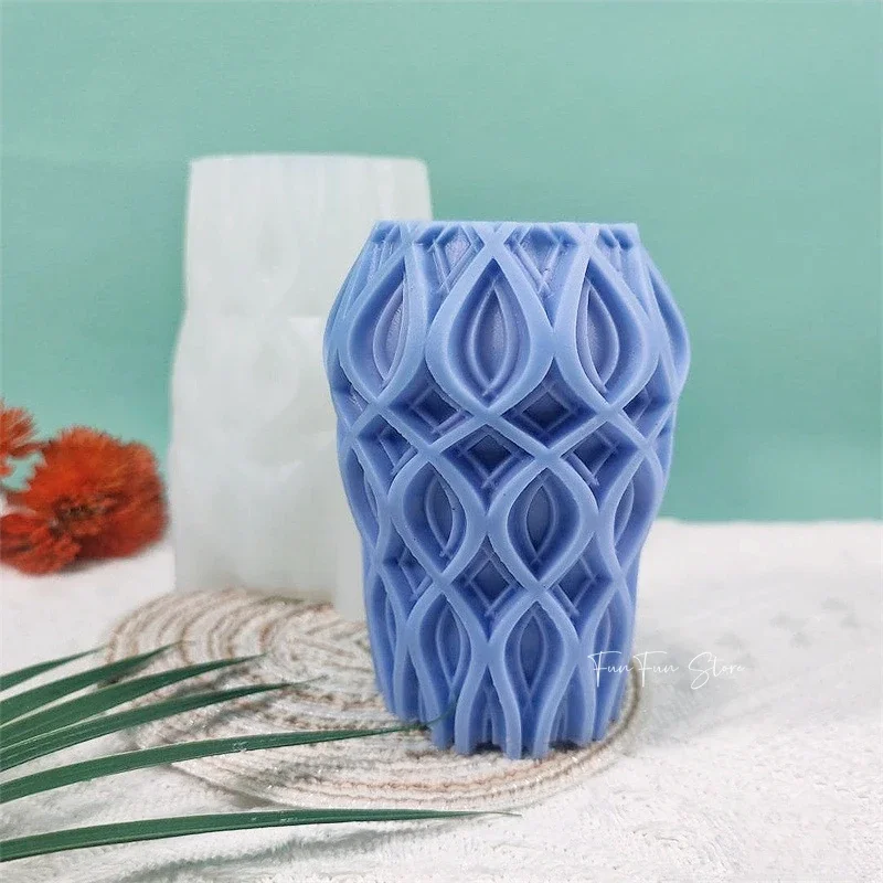 Geometrische Diamant zylindrische Silikon Kerzen form DIY handgemachte Vase geformte Dufts eife Herstellung Gips Gips Schimmel Wohnkultur