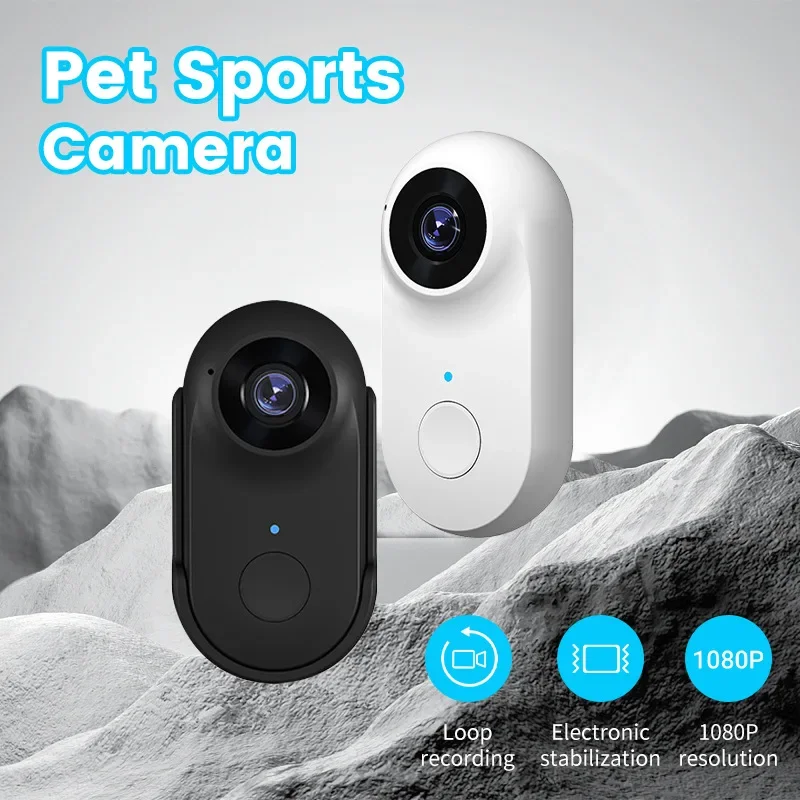 Mini WiFi Pet Thumb Camera Recorder Animal POV Action Cam Anti Shake Voice Recording Collar Camera For Dog Cat Outdoor Monitor