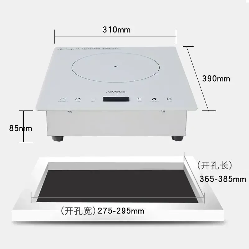 Household high power induction cooker 3000W desktop embedded single stove white crystal silver cooker