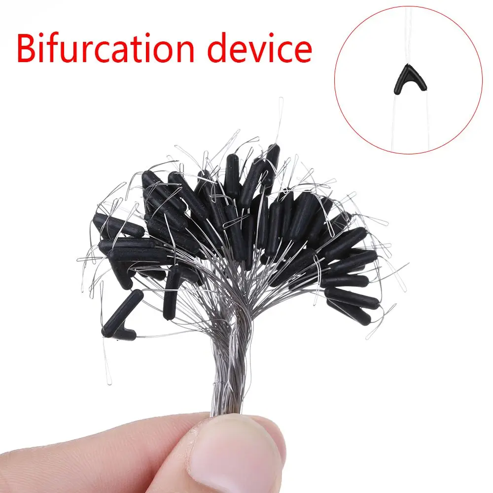 

50pcs New tying tool swivel space bean Double hooks contactor device eight type fishing line space bifurcation