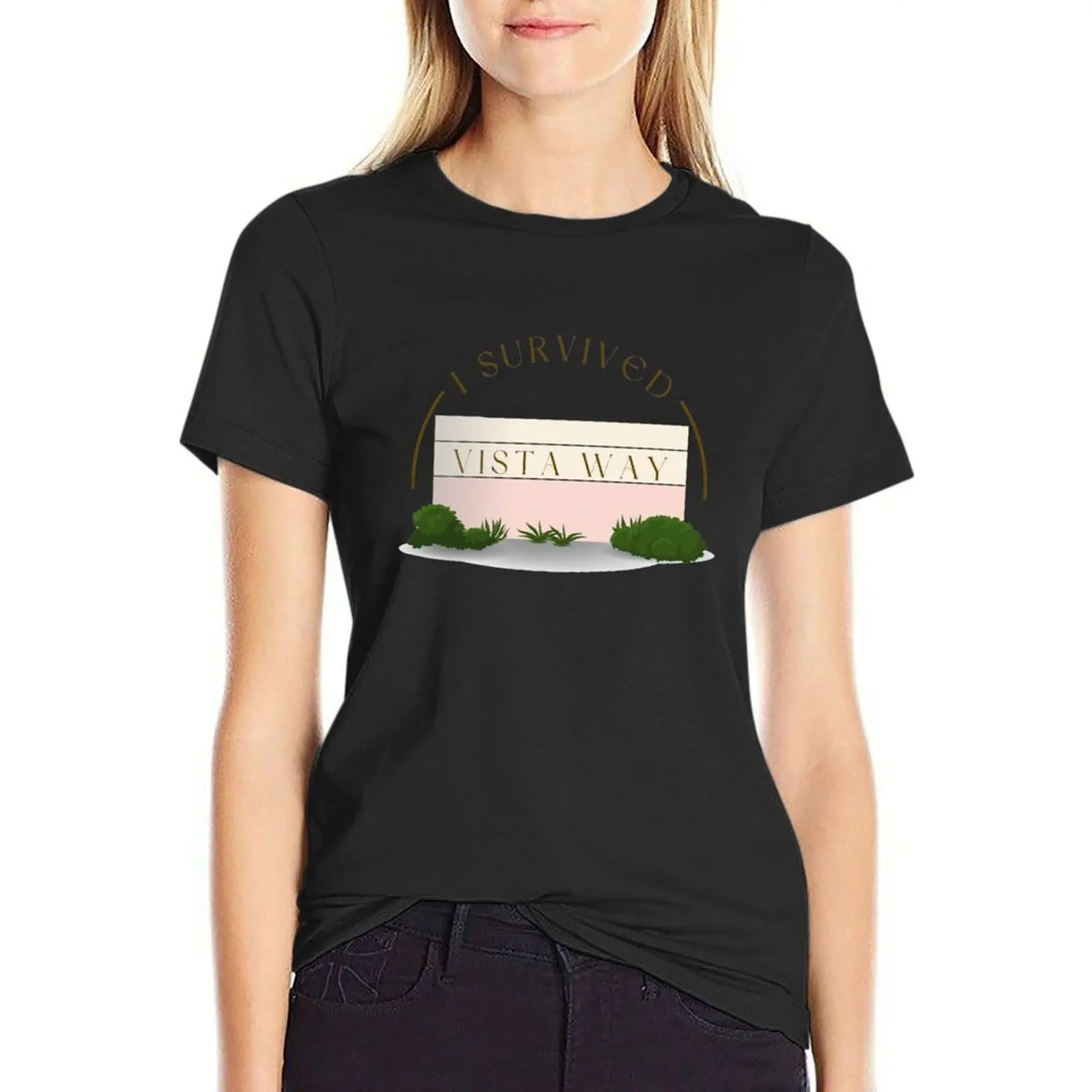 

I Survived Vista Way T-Shirt blanks Aesthetic clothing anime western t-shirt dress for Women