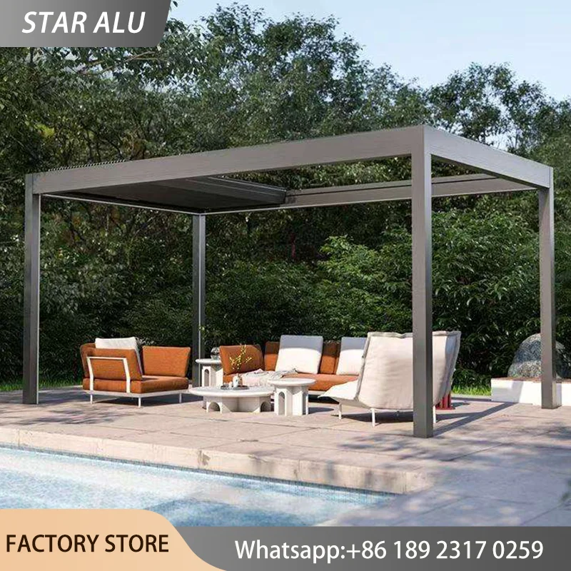 Aluminum Gazebo Pergola Louvered Roof Patio Canopy Heavy Duty Outdoor Shelter Waterproof Sun Shade Rain Cover Garden Pavilion