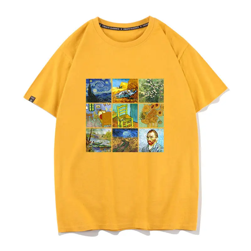 Sunflower Self Portrait Pure Cotton Printed Men's and Women's Personalized Casual Short Sleeved New Fashionable Loose T-shirt