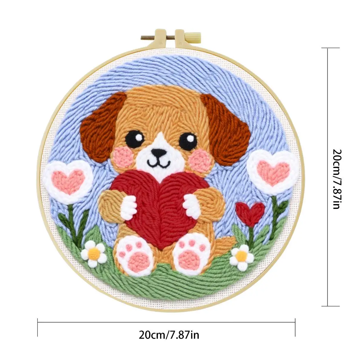 20X20CM/7,87 Zoll Hund Punch Needle Stickerei-Set Kit Stickerei Gestrickte Stickerei DIY Handgemachtes Geschenk Nähkunst – Detail 3