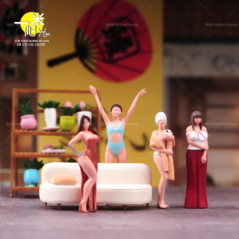 Painted Miniatures 1/87 1/64 1/43 1/24 1/18 Sexy Modern Bikini Dress Dathing Beauty Scene Figure Model Creative Scene Doll Toys