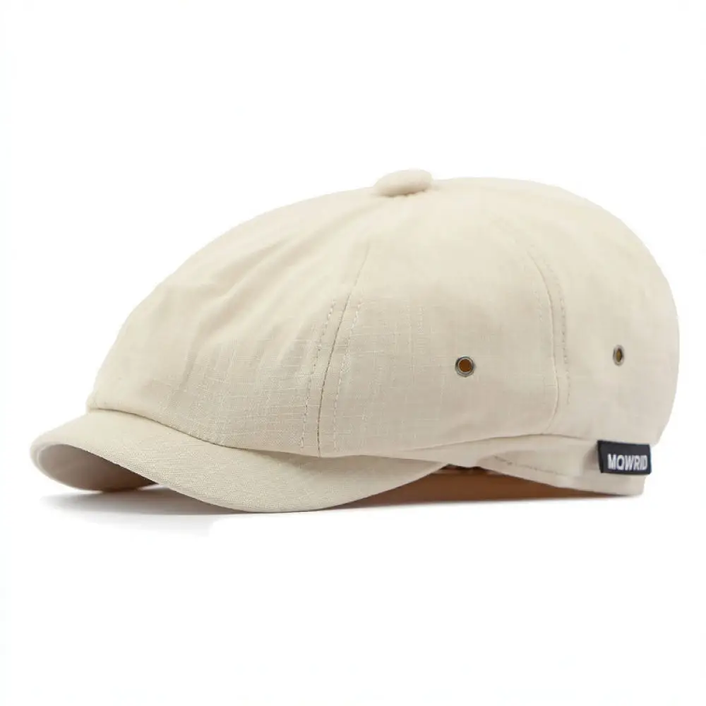 Mens British Retro Newsboy Hat Octagonal Cap Casual Painter Beret Breathable Adjustable Sunshade Cotton Polyester Headwear