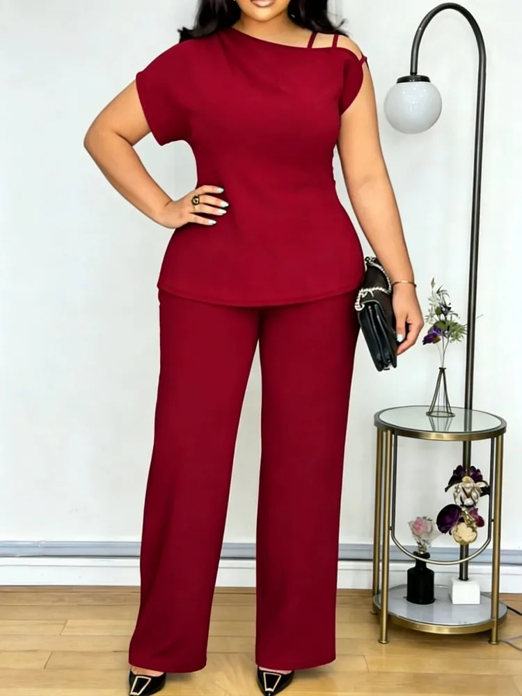 2 Piece Women Sets 2026 New Arrival Plus Size Summer Matching Sets Big Size Two Pieces Sets Top And Pants Suits Outfits Clothing