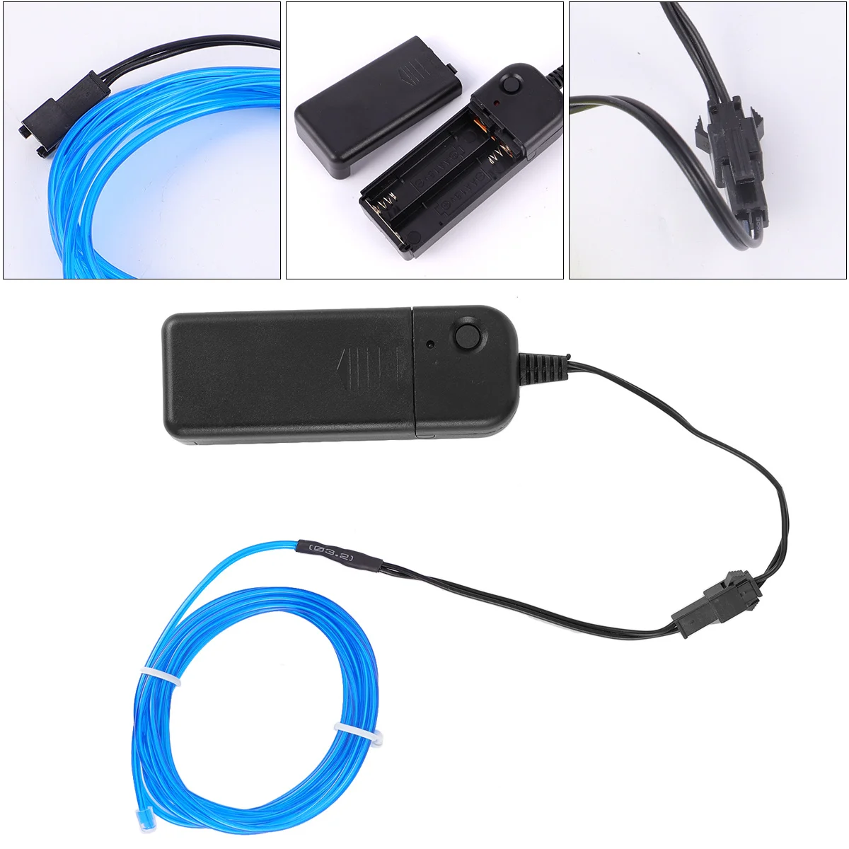 2M Świecący Drut El Wire Taśma Świetlna Cięwalna Elastyczna Dekoracyjna Oświetlenie na Halloween Boże Narodzenie Cosplay Samochód Rower Namiot Bar Znak