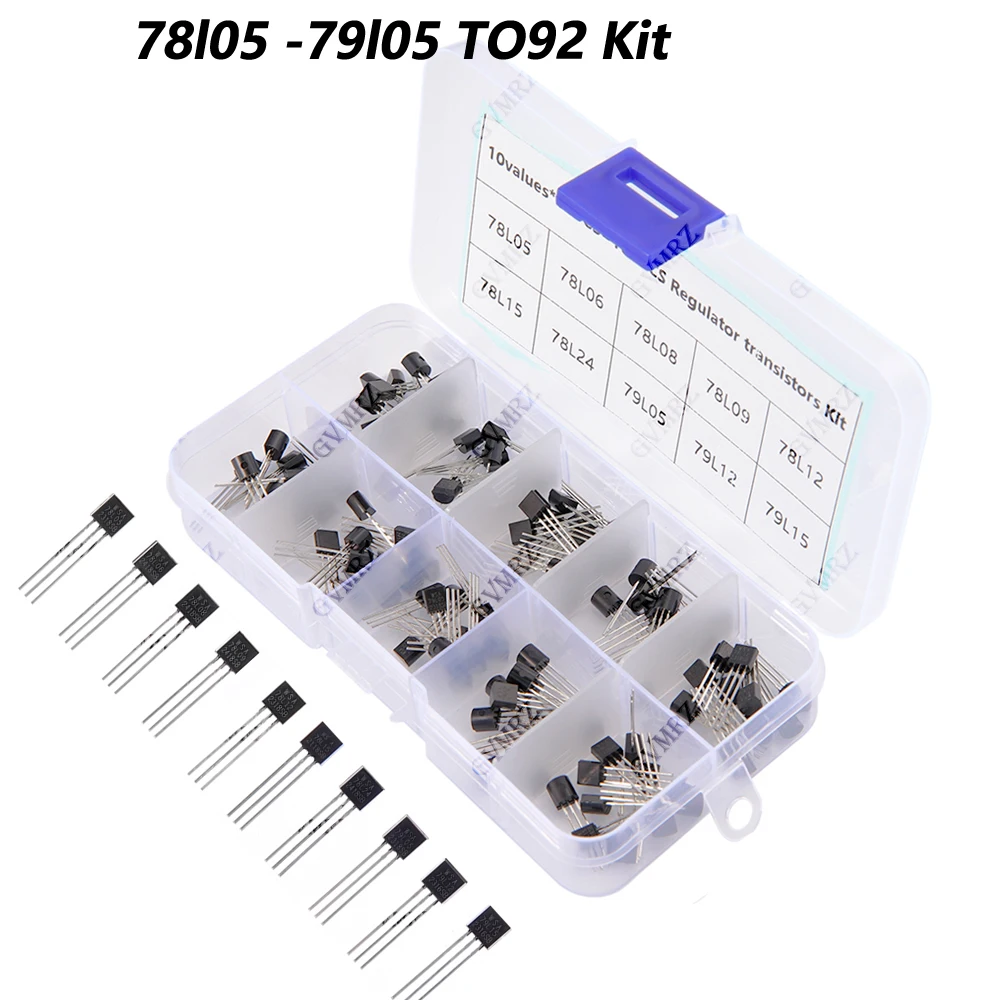 10Values 100PCS Regulator Transistors to-92 kit 78l09 78l12 78l15 78l24 79l05 TO92 With box 78l05 78l06 78l08