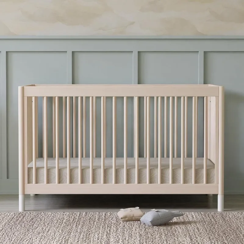 Culla trasformabile 4 in 1 con letto per bambini convertibile lavata in bianco naturale