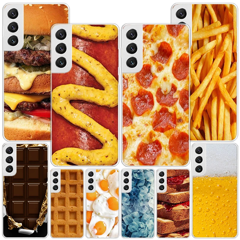 Food French Fries Beer Cheese Phnoe Case for Samsung Galaxy S23 S24 Ultra S22 Plus S21 S20 FE S10E S10 S9 S8 + Unique Cover Coqu