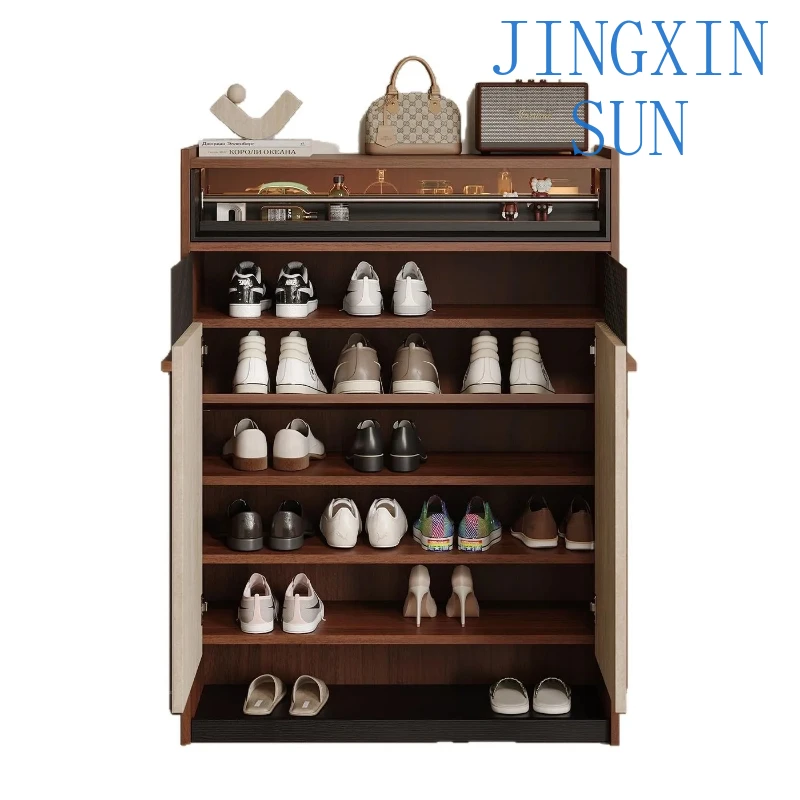 Home Storage System for Small Apartment | Retro Integrated Shoe Cabinet for Wall Mounted Space Saving Organization