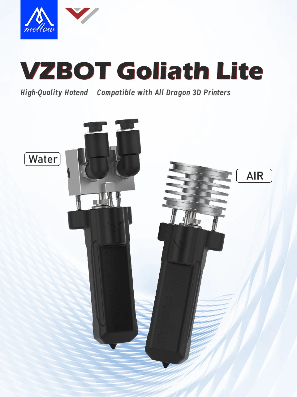 Mellow Newly Goliath Lite Luft-/Wassergekühlter Hotend für DIY Hochgeschwindigkeits-3D-Drucker Vzbot Voron HevORT TC4 Titan 350 ° C 110W – Detail 1