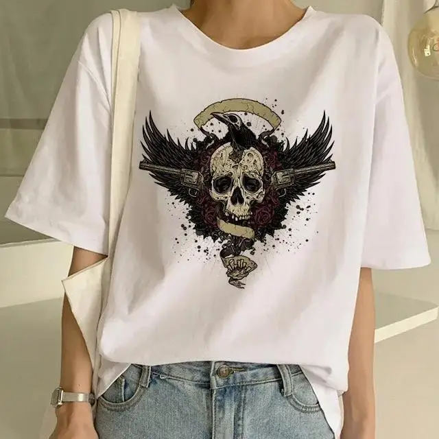 

Модная футболка унисекс в стиле панк с графическим принтом Guns N Roses, футболка в стиле хип-хоп, уличная одежда в стиле рок с коротким рукавом, женская и Мужская футболка