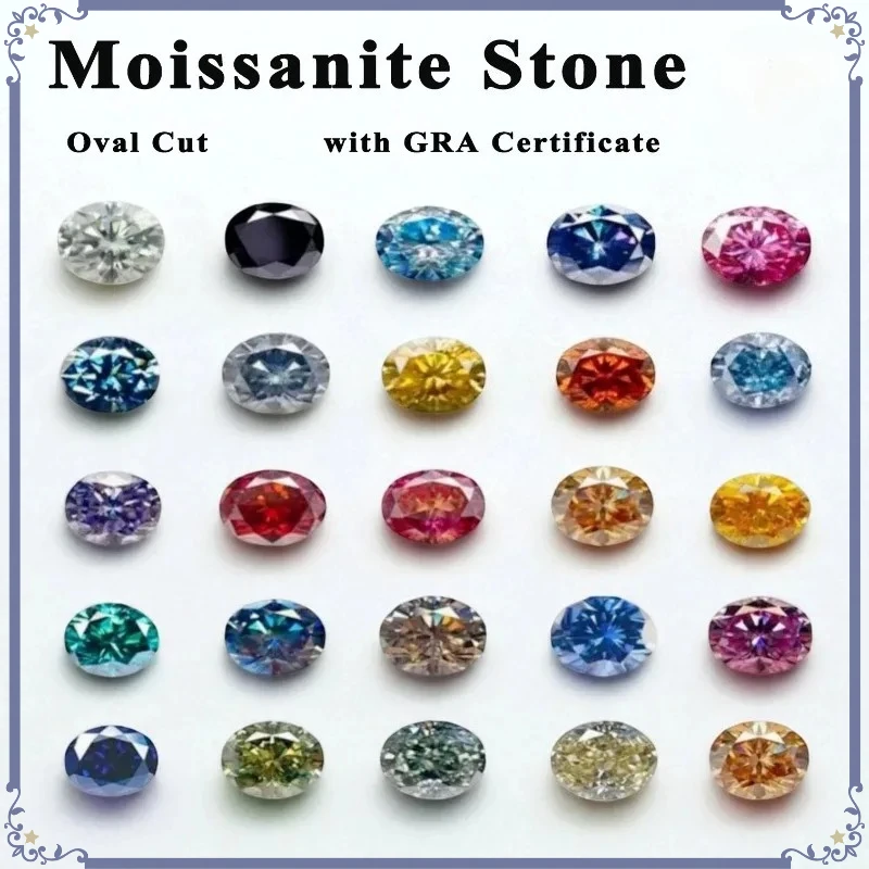 Moissanit-Stein, oval geschliffen, goldgelbe Farbe, loser Edelstein für die Schmuckherstellung, Hauptmaterialien mit Zertifikat – Detail 6