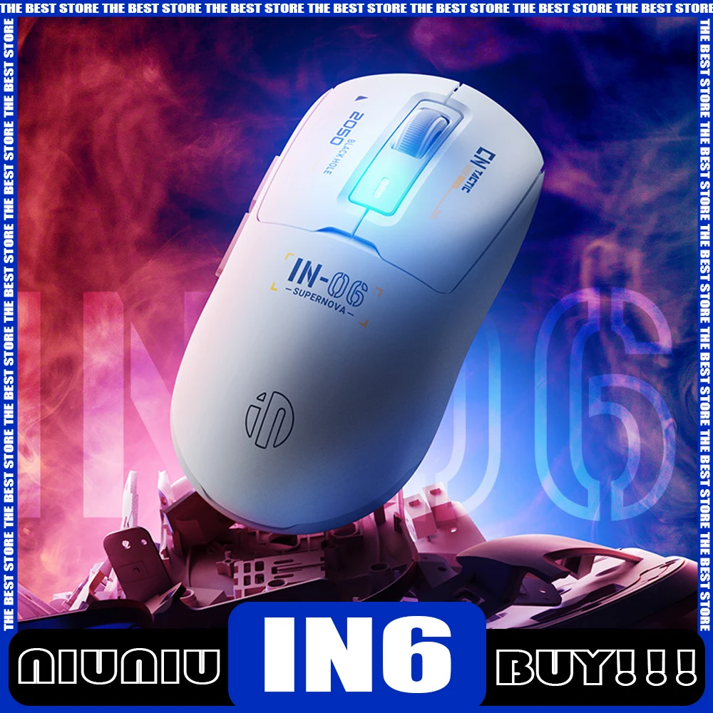 INPHIC IN6 Mouse Wireless Three Mode PAW3395 Sensor 8K Low Weight Low Delay Gaming Mouse Ergonomics Pc Gamer Accessories Gifts