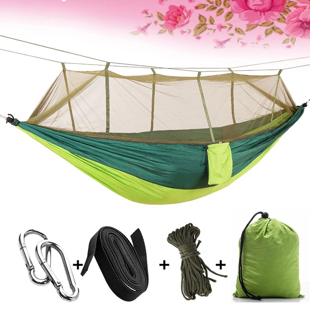 

Outdoor Hammock 260x140cm Portable Camping Travel Nylon Mosquito Net Washable Easy Setup Backyard Beach Hiking