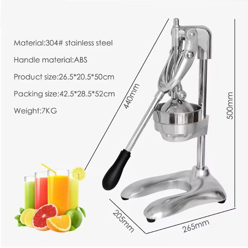 عصارة فواكه الحمضيات من الفولاذ المقاوم للصدأ، عصارة برتقال ليمون منزلية، ماكينة عصر بالضغط التجاري #3