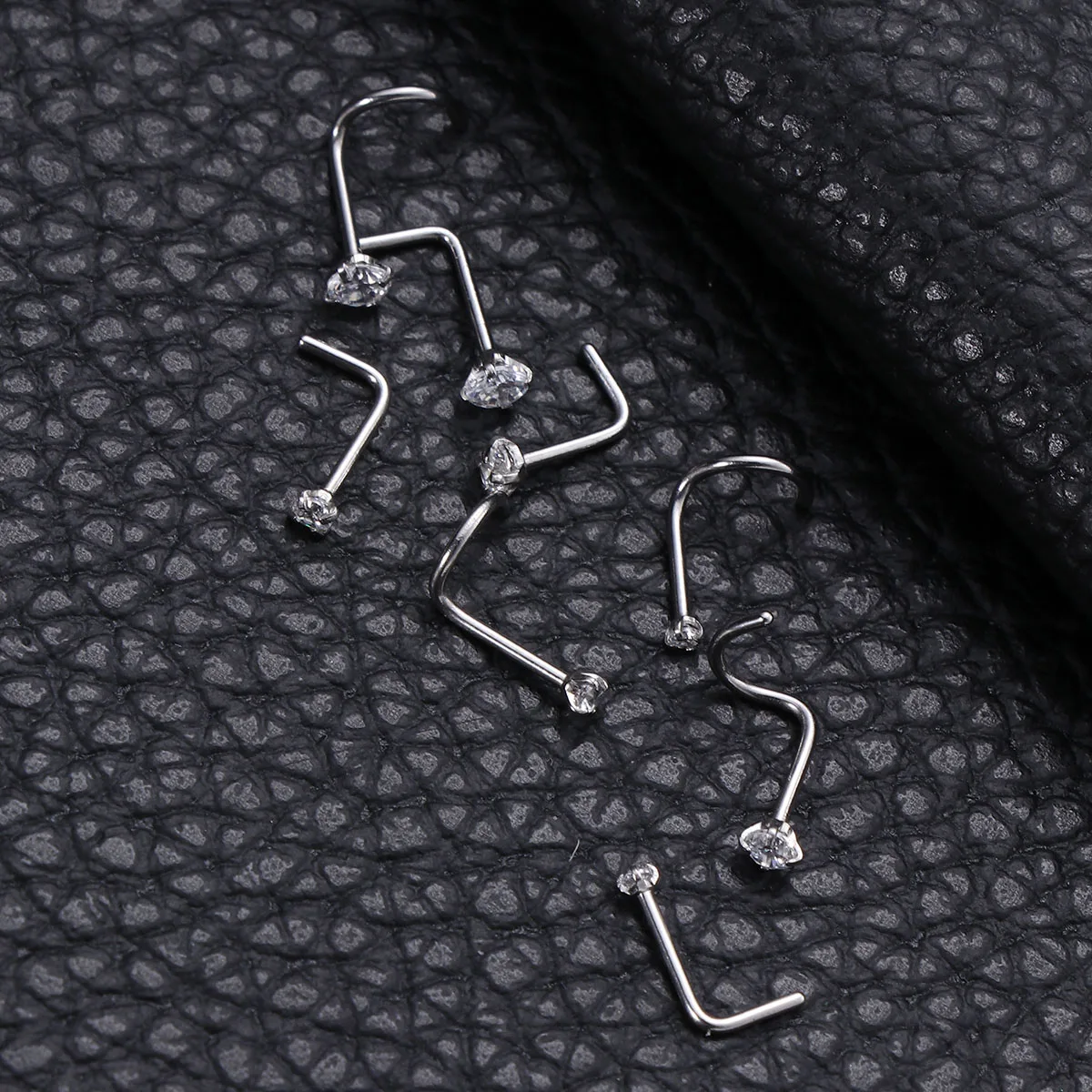 

8pcs Stainless Steel Rhinestone Nose Rings Painless Hypoallergenic Glossy Body Piercing Jewelry For Men Women Party Banquet