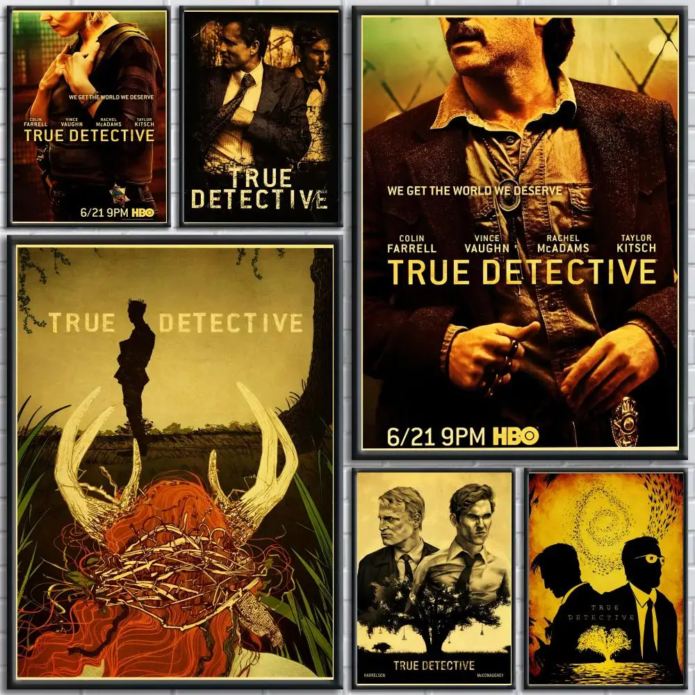 T-true Detective Movie Painting Calligraphy Wall Art Canvas Poster Premium Home Decor Print for Living Room Bedroom