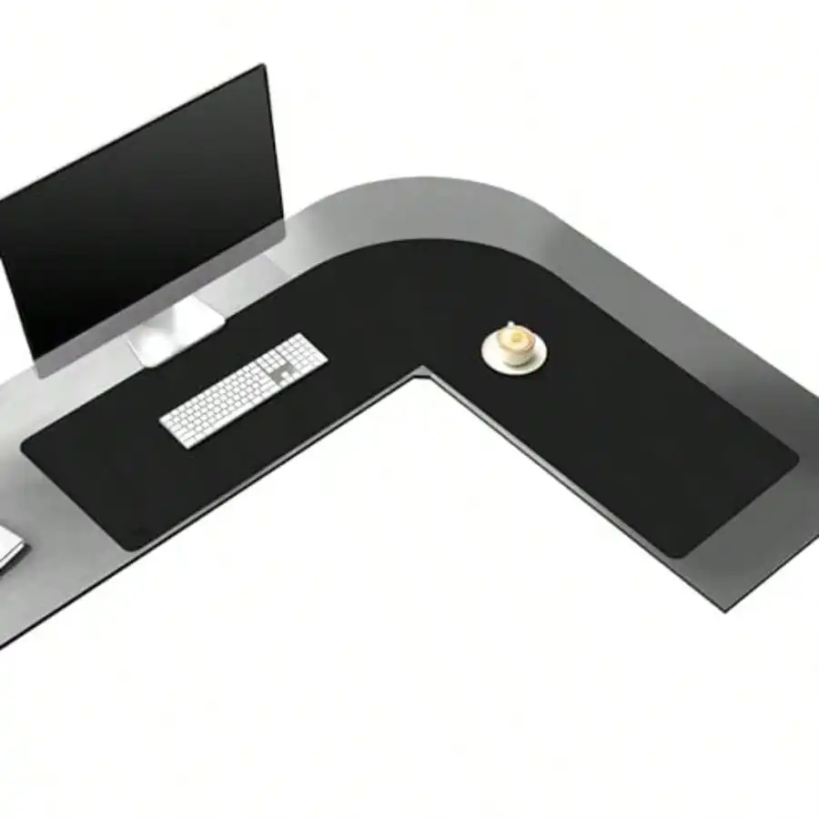 Corner Desk Mat 39.4+ 39.4 x 13 PU Leather L Shaped Desk Mat Reversible L Shaped Corner Desk Pad XL Gaming Mouse Pad for C