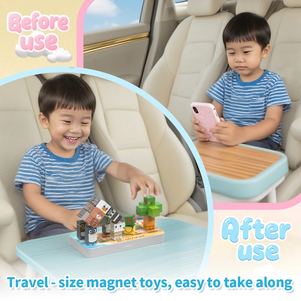 Italiaanse Brainrot Mini magnetische blokken met draagbare ijzeren doos, Tralalero Tralala figuren magnetische reisbouwstenen