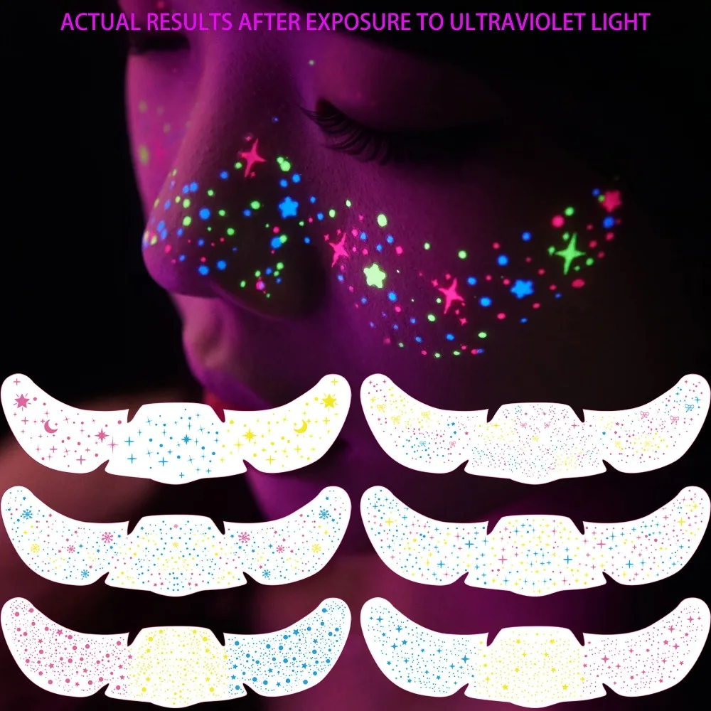10pcs Mixed Rainbow Face Glitter Freckles Temporary Tattoos