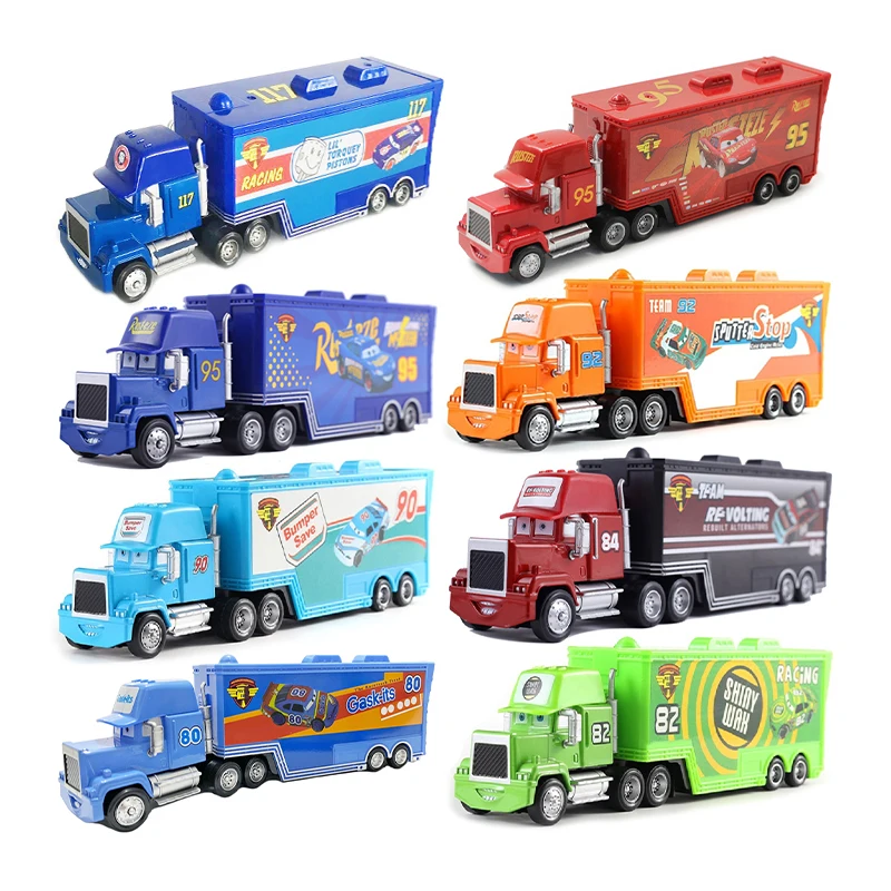 Disney Pixar Cars-camión contenedor Mack, coche de juguete Ramírez Racing Lightning McQueen 1:55, modelo fundido a presión, regalos de cumpleaños para niños