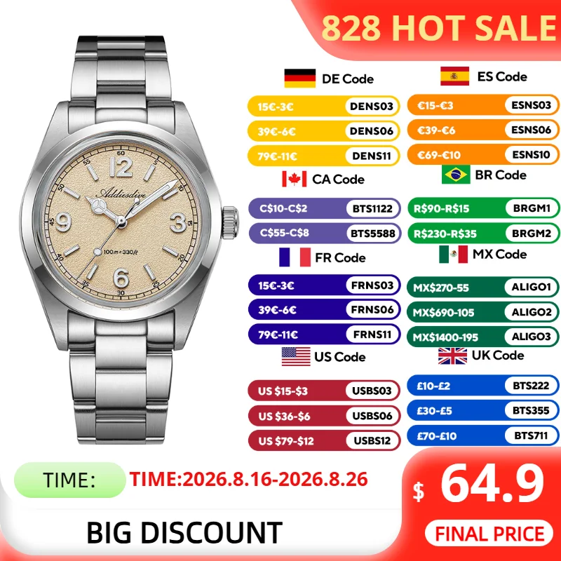 Stainless Bracelet Diver - ADDIESDIVE – montre étanche pour femme,