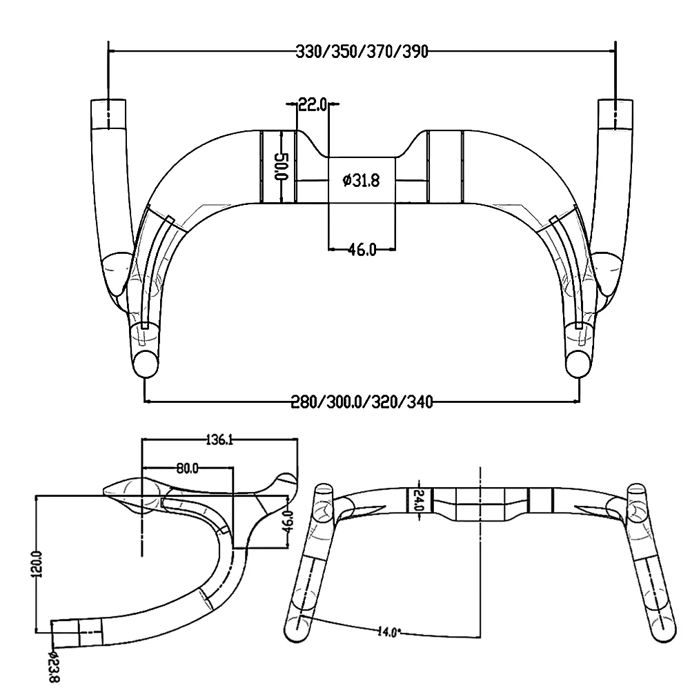 2024 BALUGOE Carbonfaser-Rennradlenker, Straßenfahrradlenker, TT-Fixie-Fahrradlenker, UD Matt, 31,8 mm, Sport, UCI – Detail 14