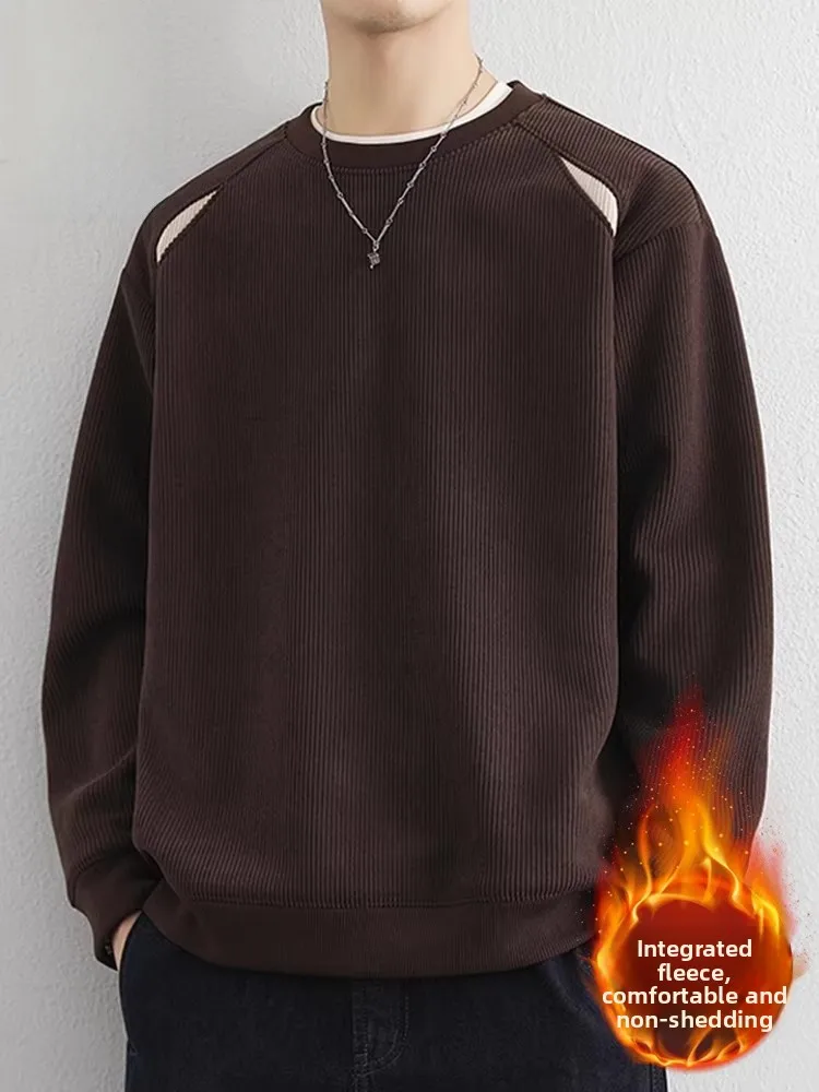 

Мужская толстовка с круглым вырезом, повседневная, в американском стиле, базовая, зимняя коллекция, из смеси полиэстера и спандекса